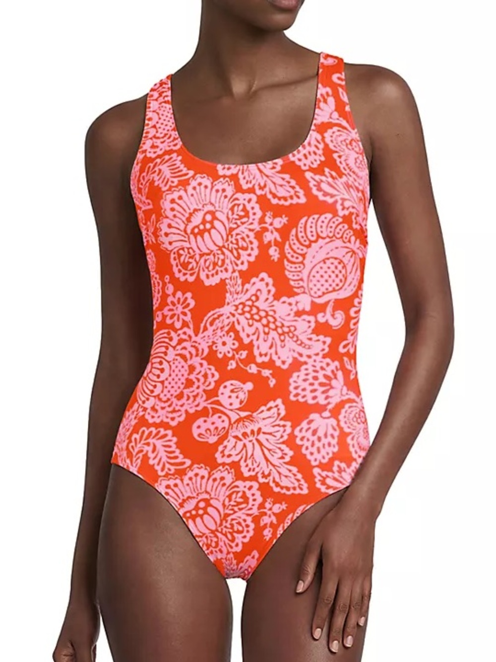 Lands’ End Floral long torso One-Piece Swimsuit